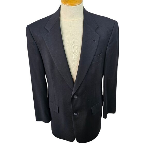Hart Schaffner Marx Gold Trumpeter 2 Button Sport Coat 3.5" Notch Lapel 38R Navy - Picture 1 of 11